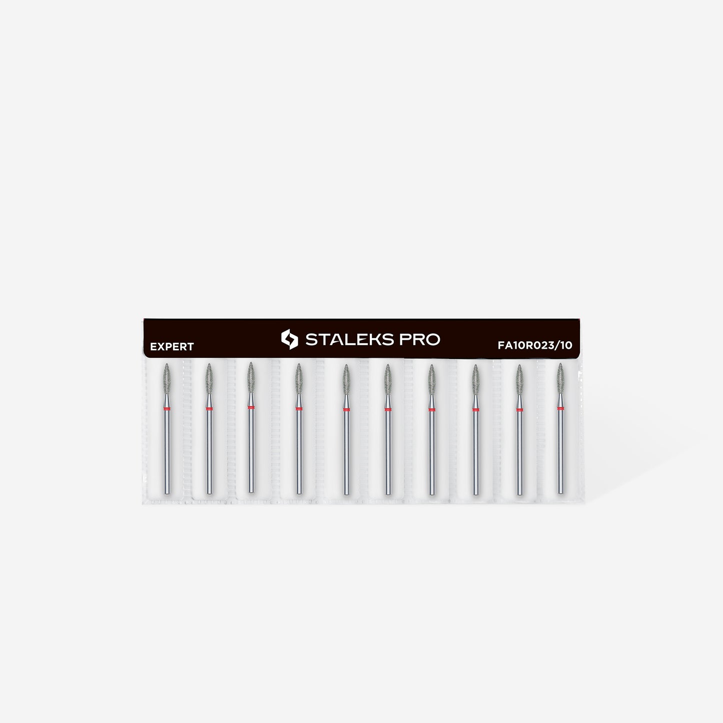 Diamond nail drill bit flame red STALEKS EXPERT head diameter 2,3 mm / working part 10 mm