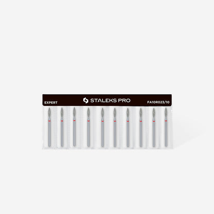 Diamond nail drill bit flame red STALEKS EXPERT head diameter 2,3 mm / working part 10 mm